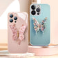 🦋Carcasă din sticlă plată cu model de fluture 3D compatibilă cu iPhone