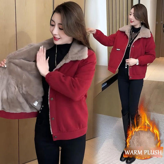 💖Femeii Versatile îngroșat Plush căptușit cald Parka Jacket